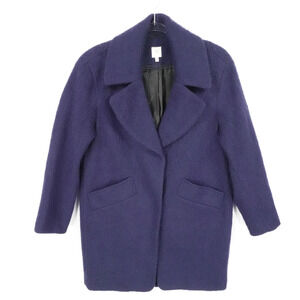 Lark & Ro Coat Womens Medium Navy‎ Blue Wool Blend Long Classic Button Pockets